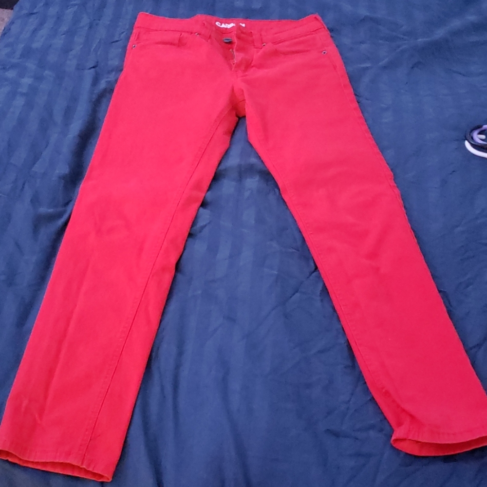 Red carbon jeans